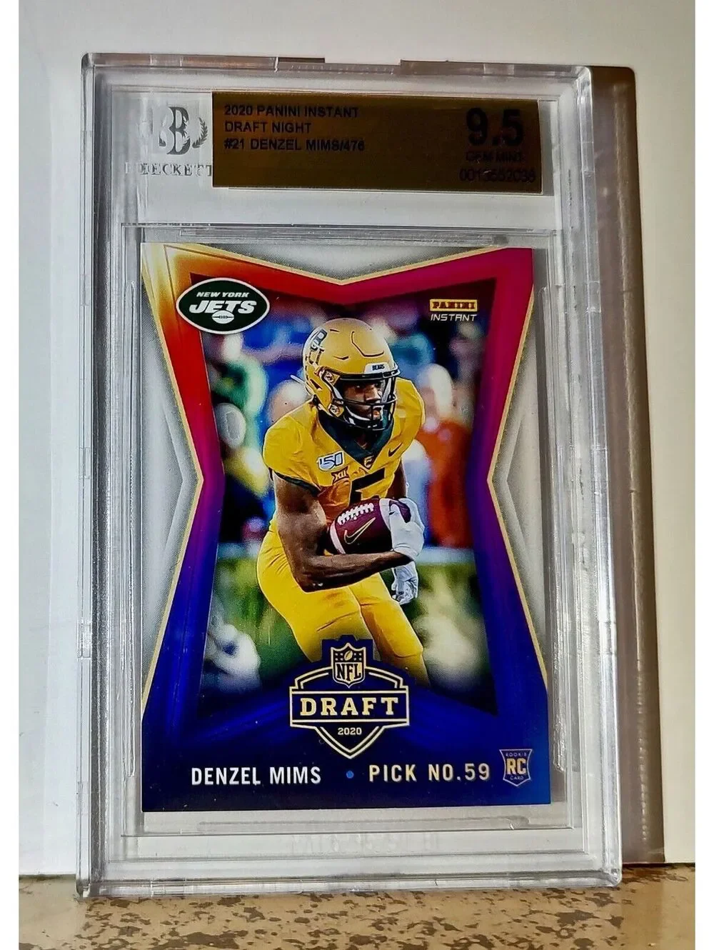 Denzel Mims 2020 Panini NFL #21 Draft Night Rookie 1 of 476 BGS 9.5 Gem Jets